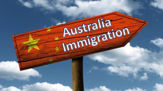 immigration visa a street sign with a Chinese map and Australia Immigration text on it